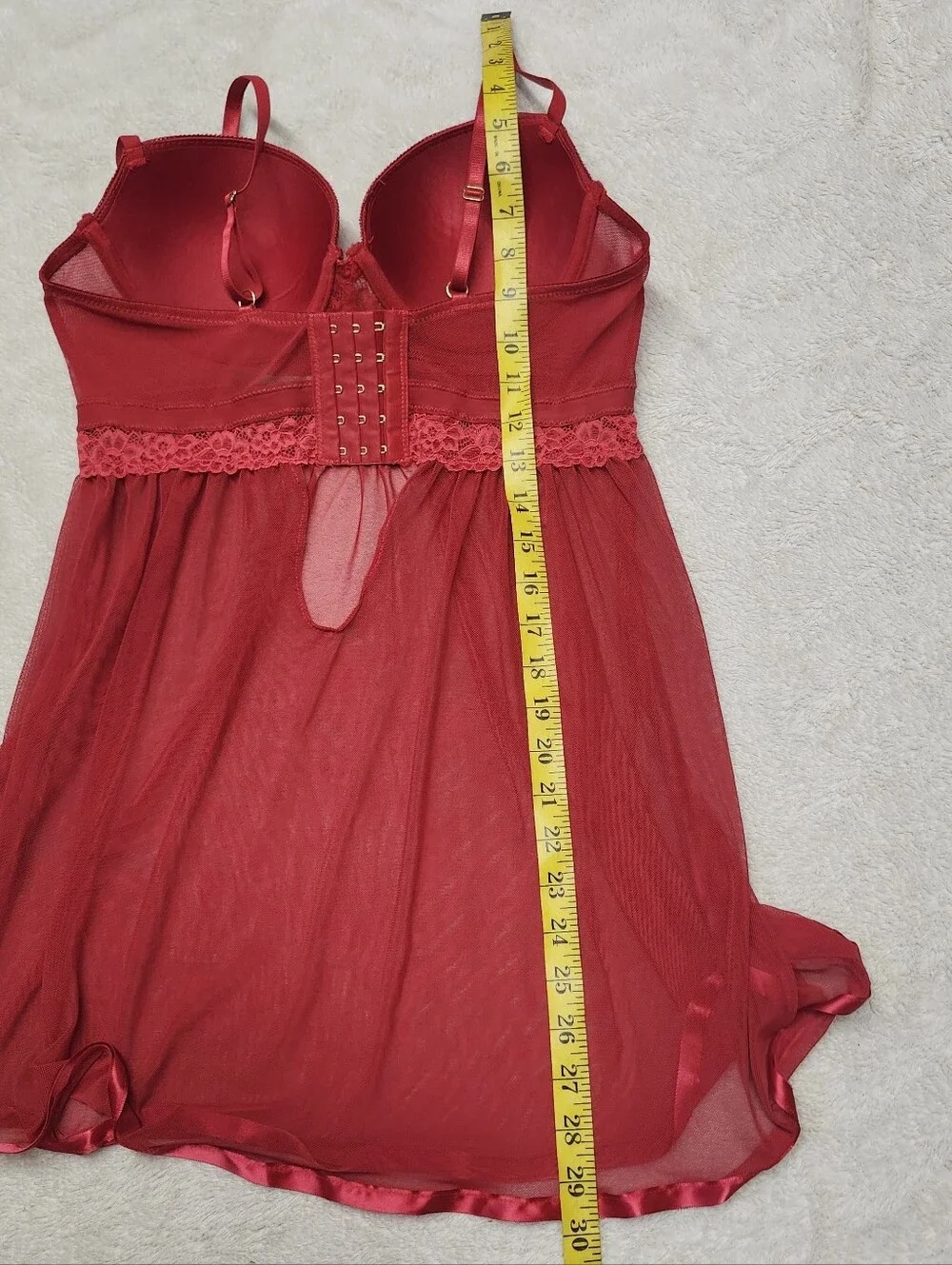 • Daisy Fuentes Women's Sheer Sexy Lace Mesh Chemise Teddy Size XL Red Flaws*